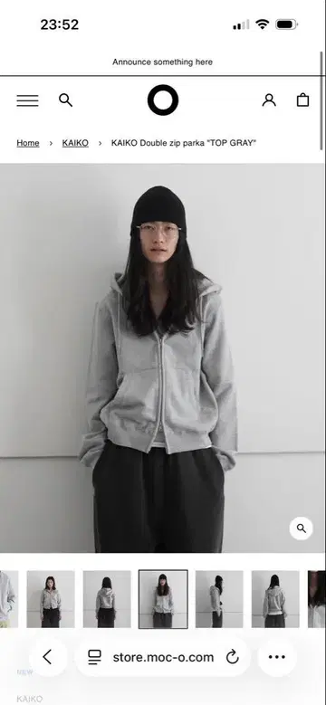 KAIKO 더블 집 파카 TOP GRAY 사이즈 2