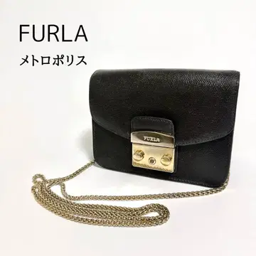 FURLA 메트로폴리스 가죽 체인 숄더백 블랙
