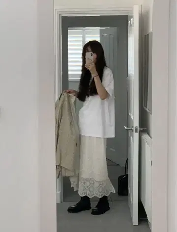 ounce 한국 Lace organza skirt
