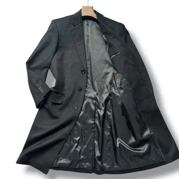 극미품 XL 상당 퓨어 캐시미어 르 시크 체스터 코트 롱 블랙 남성용