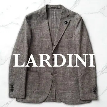 새상품급 LARDINI 테일러드 자켓 글렌체크 격자 무늬 네이비 50