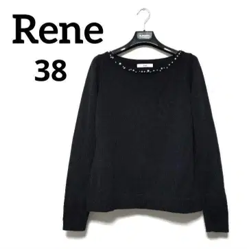 [ 새상품급 ] Rene 루즈한 사이즈 38 울 니트 옷깃 비쥬 펄