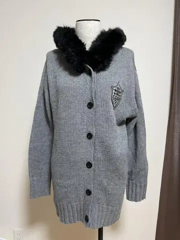 [ ALGONQUINS ] 퍼 후드티 니트 가디건 ( 그레이 )