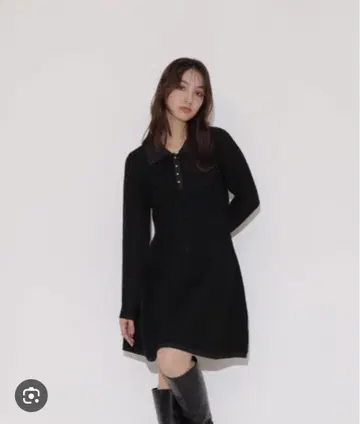 Rirandture 폴로 칼라 라메 니트 미니 원피스
