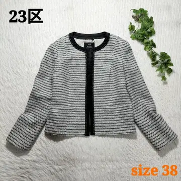 23구 노카라 트위드 자켓 총 안감 포멀 바이컬러 38