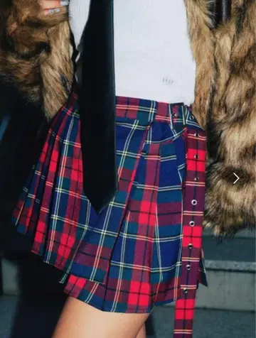 안나 수이 NYC 플리츠 체크 스커트