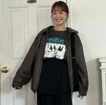 시마무라 omi 인조 가죽 블루종 다크 브라운 L 사이즈