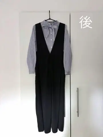 레이빔즈 살로펫 & 한국 브랜드 블루 스트라이프 리본 셔츠 세트