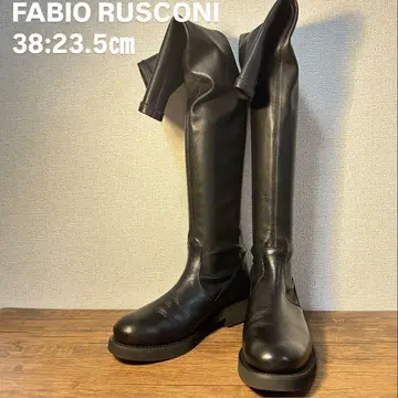 [ 미사용급 ] FABIO RUSCONI 블랙 니하이 부츠 24.0cm