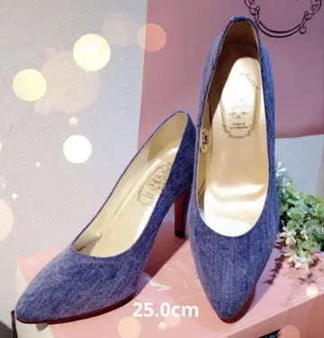 데님 블루 스틸레토 하이힐 25.0cm