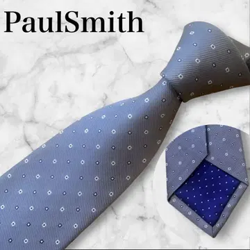 Paul Smith 폴스미스 넥타이 그레이 코몬 무늬 도트 무늬 블루