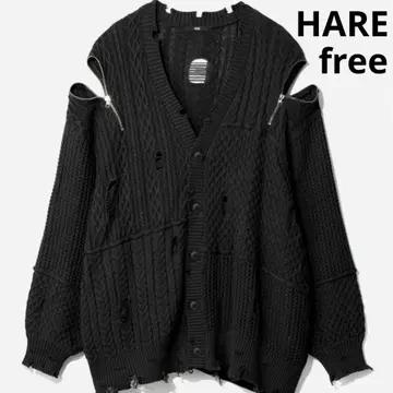 HARE 하레 BIG 데미지 지퍼 가디건 블랙 free
