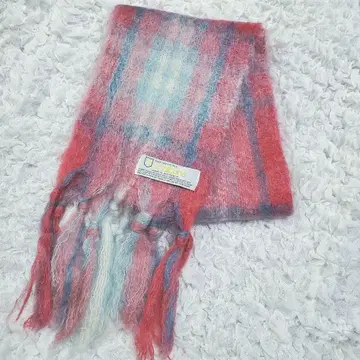 st.albans 퓨어 모헤어 머플러 더스티 레드 & 블루