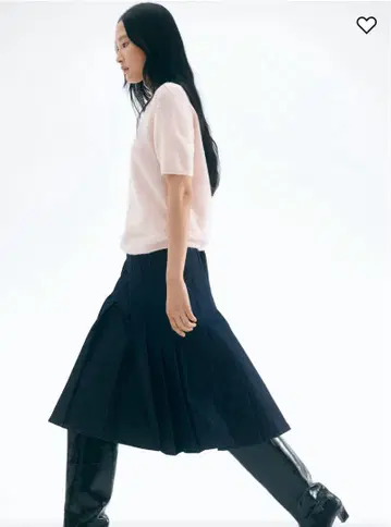 H&M 모헤어 블렌드 상의 라이트 더스티 핑크 반팔 니트 S