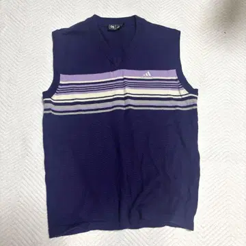 adidas 보라색 스트라이프 슬리브리스 베스트