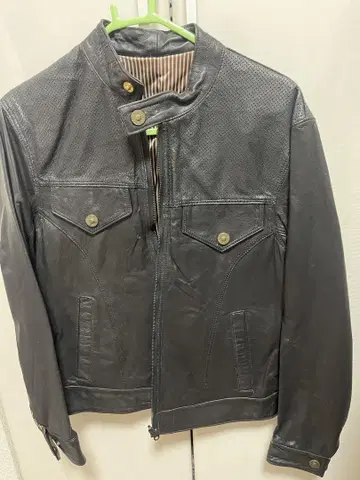 블랙 소가죽 자켓 스탠드 카라