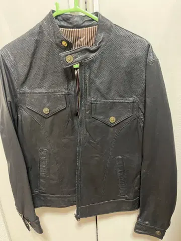 블랙 소가죽 자켓 스탠드 카라