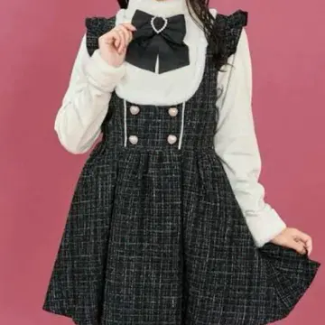 Secret Honey 퍼 트리밍 트위드 쟝 드레스