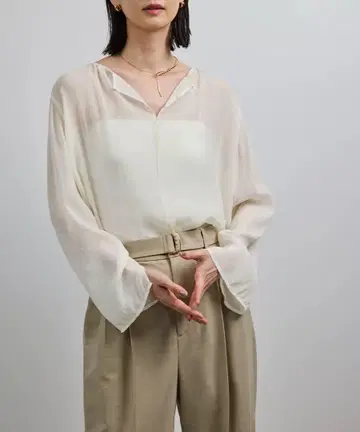 ROPE' [ 앞뒤 2WAY ] 양류 풀오버 시어 블라우스 ( 화이트 )