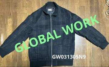 GLOBAL WORK 다크 블루 체크 무늬 자켓 XL 사이즈