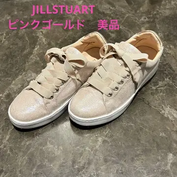JILL STUART 22.5cm 레이스업 스니커즈 핑크 골드