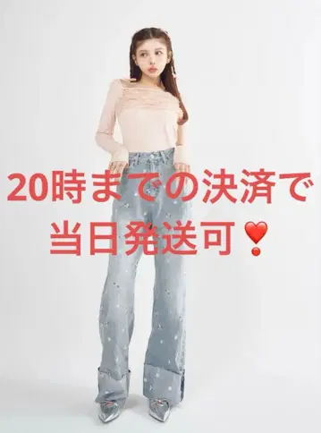 Darich 스프링 플라워 데님 팬츠