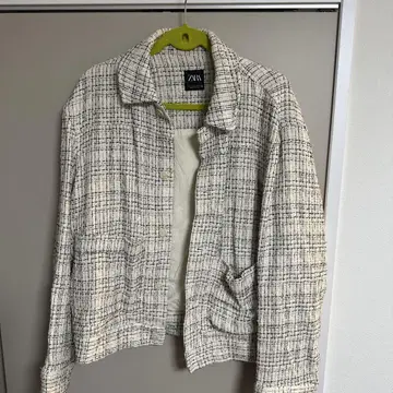 ZARA 체크 무늬 트위드 자켓
