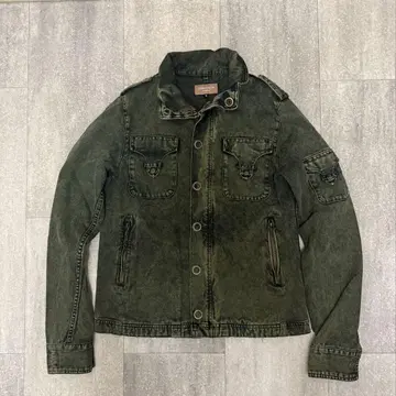 y2k 그런지 헤이세이 데님 자켓 올리브
