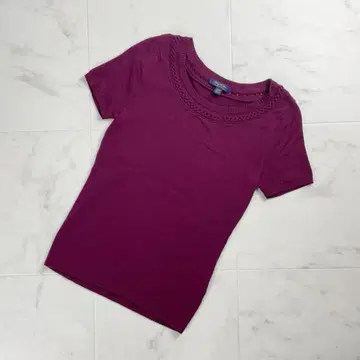 새상품급 브룩스브라더스 디자인 편직 반팔 니트 보르도 XXS*TC884