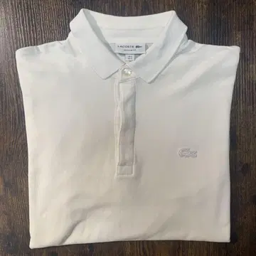 LACOSTE 화이트 긴팔 피케 셔츠