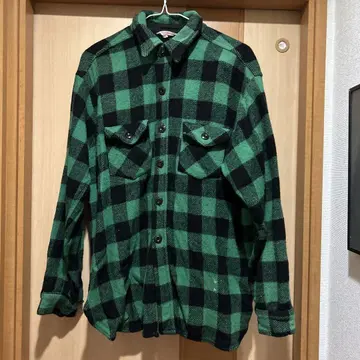 60s FROSTPROOF 울 플란넬 셔츠 그린 버팔로 체크
