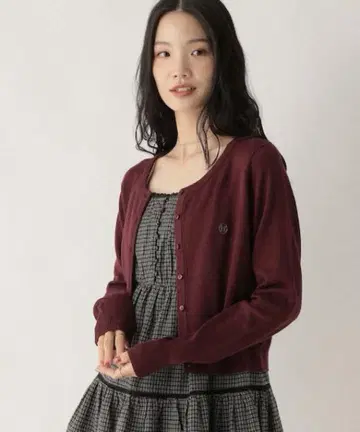 Heather 모티브 컴팩트 가디건 보르도
