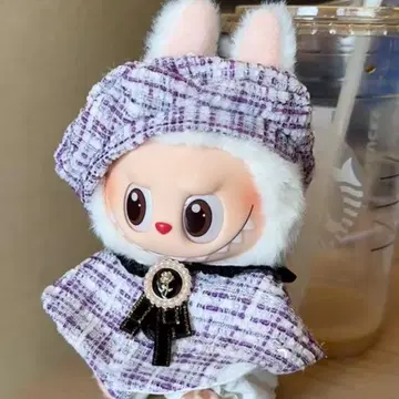 POPMART labubu 의류 17cm 트위드 드로워즈 포함 보라색