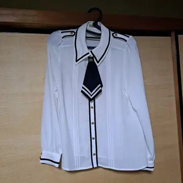Amabel 블라우스 셔츠 넥타이 네이비 마린