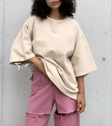 미사용! 시루무린 LOOSE 실루엣 하프탑 베이지