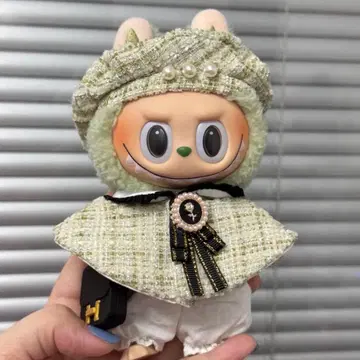 POPMART labubu 의류 17cm 트위드 서랍 포함 그린 컬러