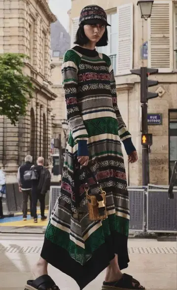 sacai 노르딕 니트 롱 드레스