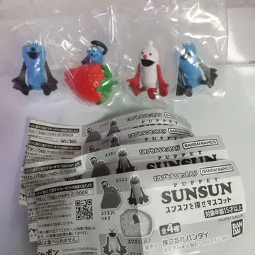 반다이 PUPPET SUNSUN 스순을 찾아라 마스코트 3종류 4점