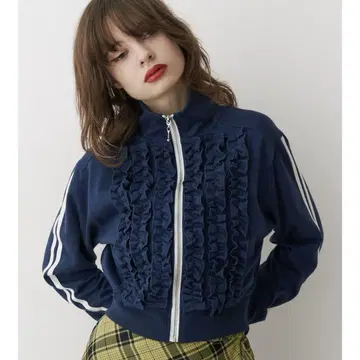 jouetie 프릴 트랙 자켓 저지 네이비