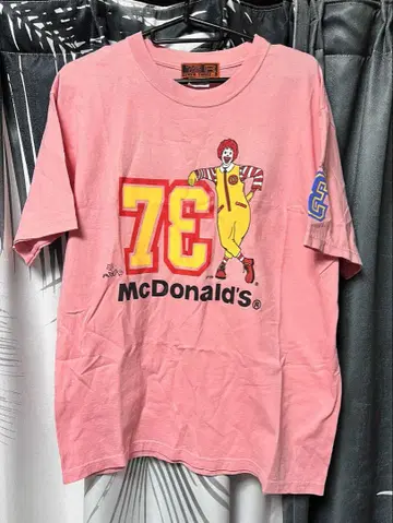 초레어 90s 73R 맥도날드 콜라보 구제 의류 T셔츠 핑크 M