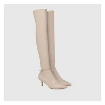 Gianvito Rossi 니하이 가죽 부츠 베이지 계열