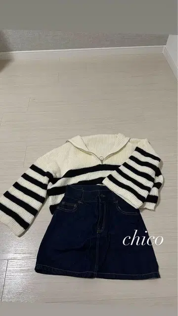 구제 의류 묶음 판매 Chico 스커트 코디 니트 숏 니트