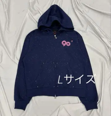 9090 girl 로고 글리터 후드티 네이비 블루 라메