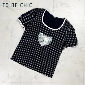 TO BE CHIC 도트 무늬 T셔츠 스팽글 블랙 사이즈 3*GD874