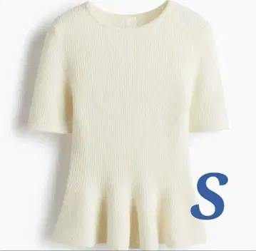 H&M 페플럼 니트 RIB-KNIT PEPLUM TOP 크림 S