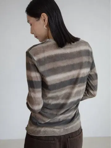 [ nokcha ] gradation border sheer tops