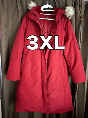 UNIQLO 울트라 웜 하이브리드 다운 롱 코트 레드 3XL