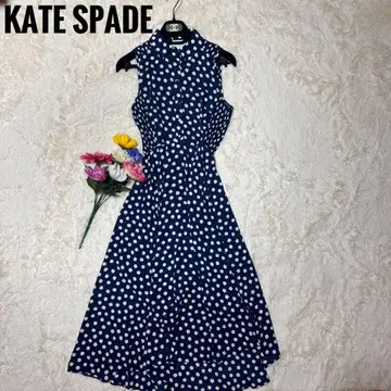 새상품급 KATE SPADE 네이비 도트 무늬 슬리브리스 원피스
