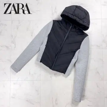 새상품급 ZARA 대비 후드 부착 자켓 블랙 그레이 사이즈 S*GD133