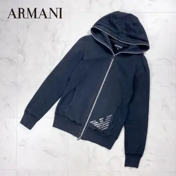 엠포리오 아르마니 이글 로고 더블 지퍼 후드티 블랙 XS*GD134